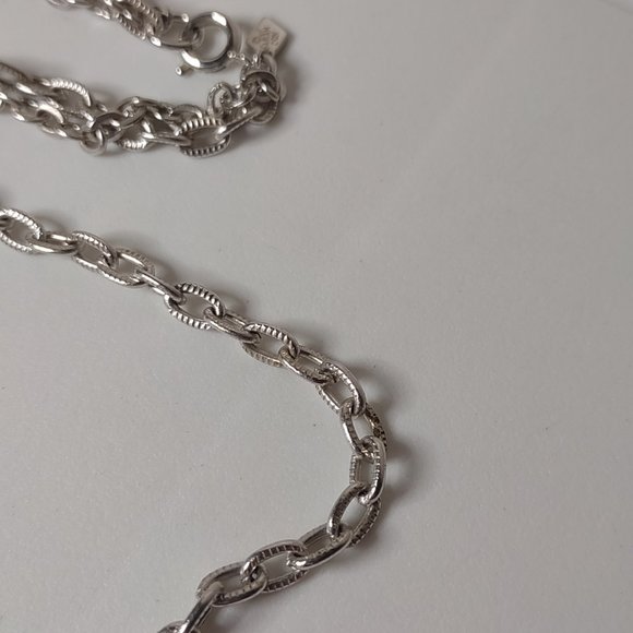 Silver Tone Sarah Coventry Vintage 2 Chain Necklace 30 Inches Long - Picture 3 of 9